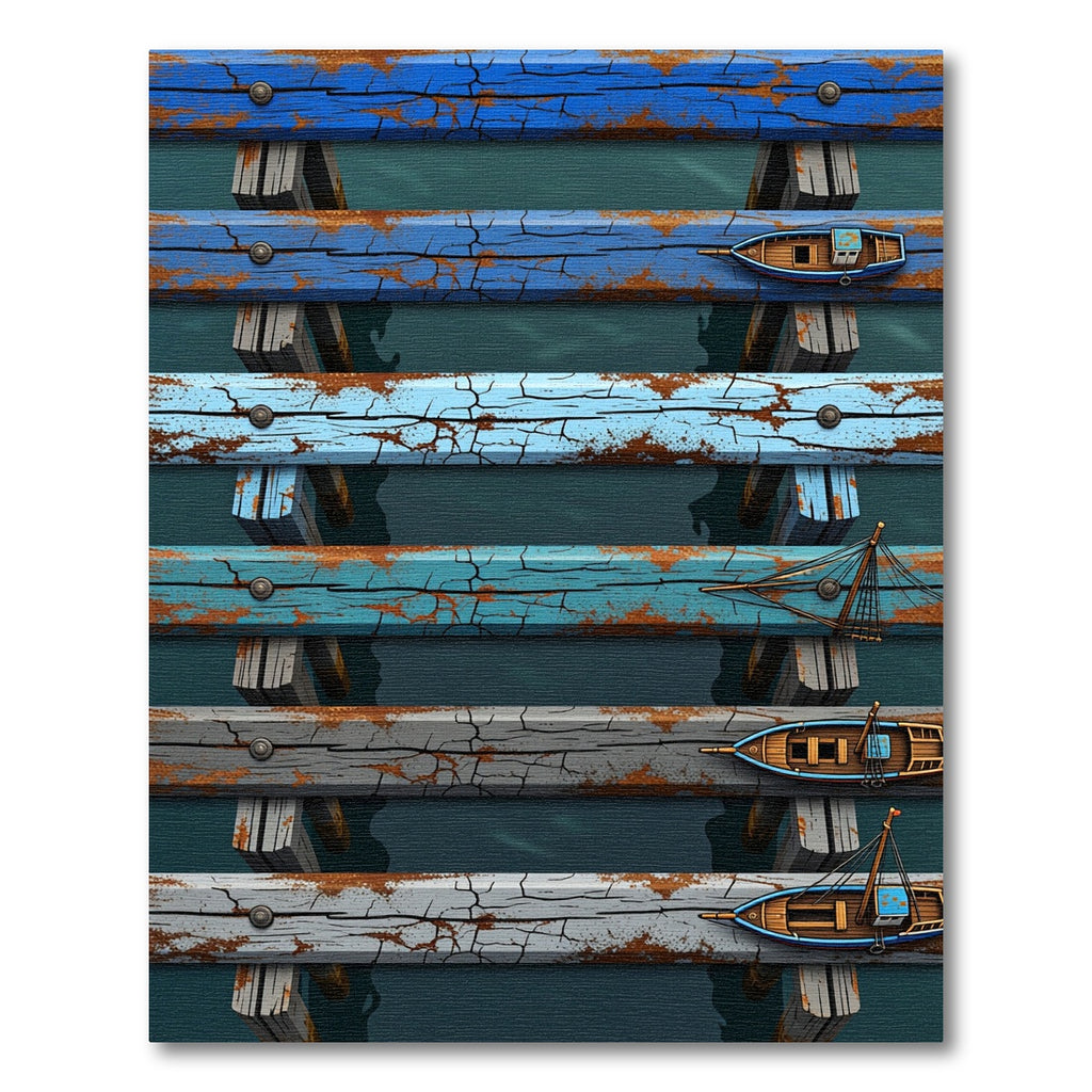 Weathered Blue Gray Nautical Boat Rug