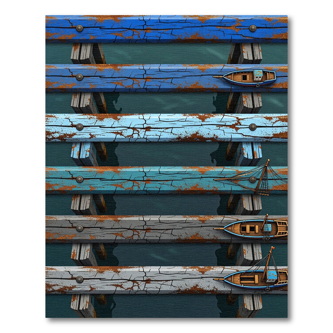 Weathered Blue Gray Nautical Boat Rug