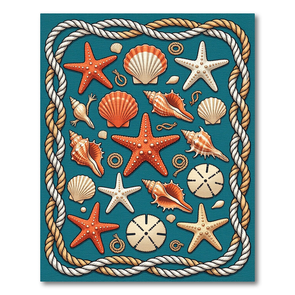 Nautical Starfish Seashell Rope Ensemble Rug