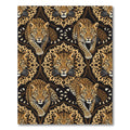 Majestic Golden Leopard Head Black Tapestry Rug