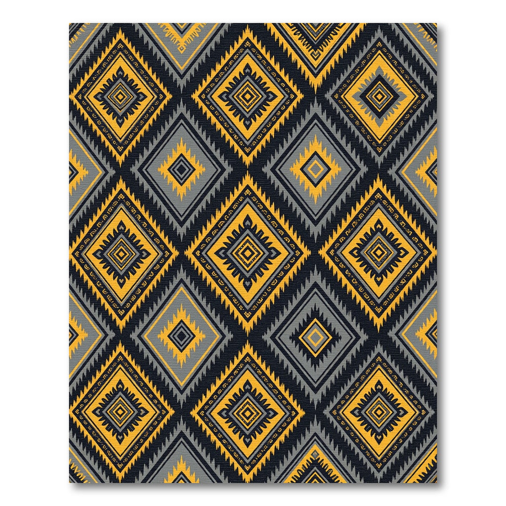 Tribal Yellow Geometric Diamond Rug