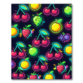 Neon Pixelated Fruit Retro Gaming Art Rug