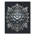 Silver Lotus Floral Ornate Medallion Rug