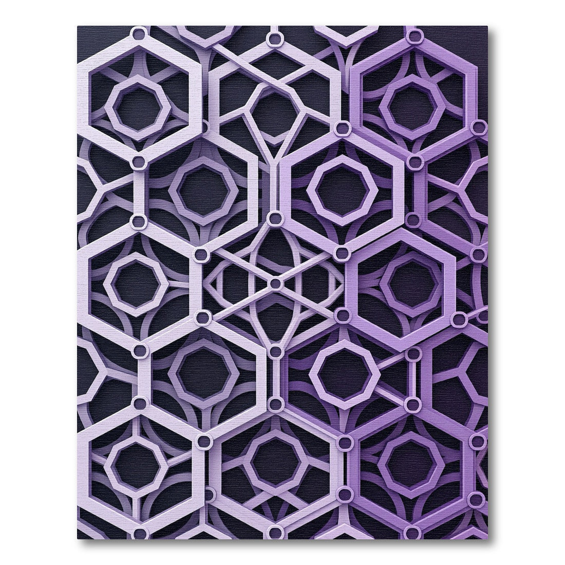 Geometric Lavender Hexagon Interwoven Lattice Rug