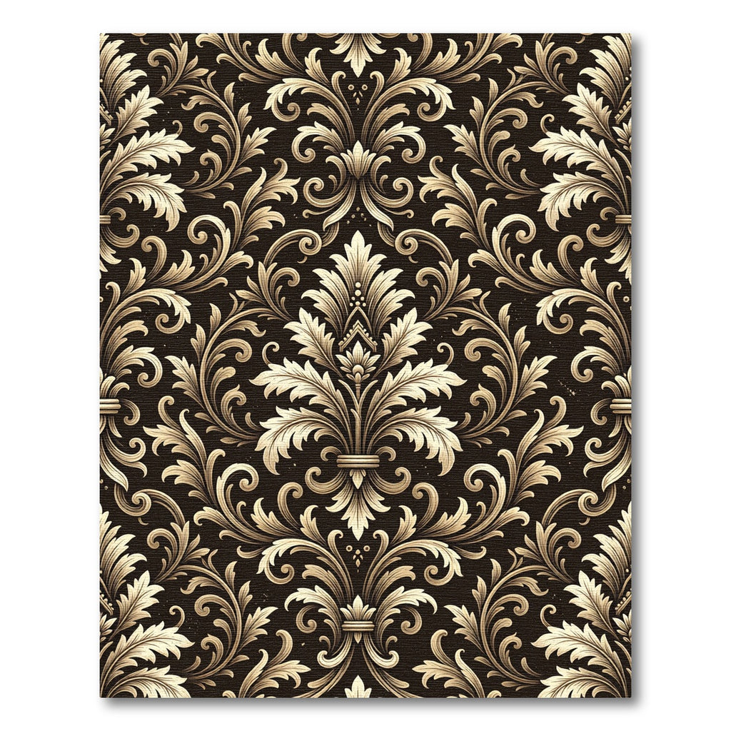 Antique Gold Damask Scroll Ornament Rug