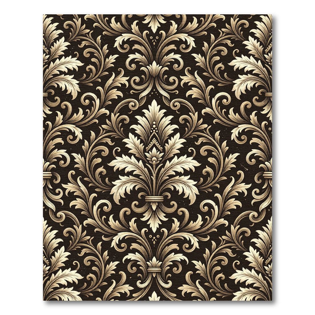 Antique Gold Damask Scroll Ornament Rug