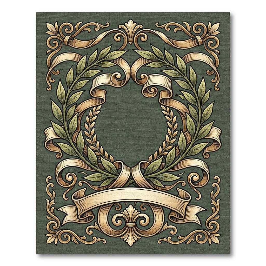 Golden Laurel Wreath Ornament Rug