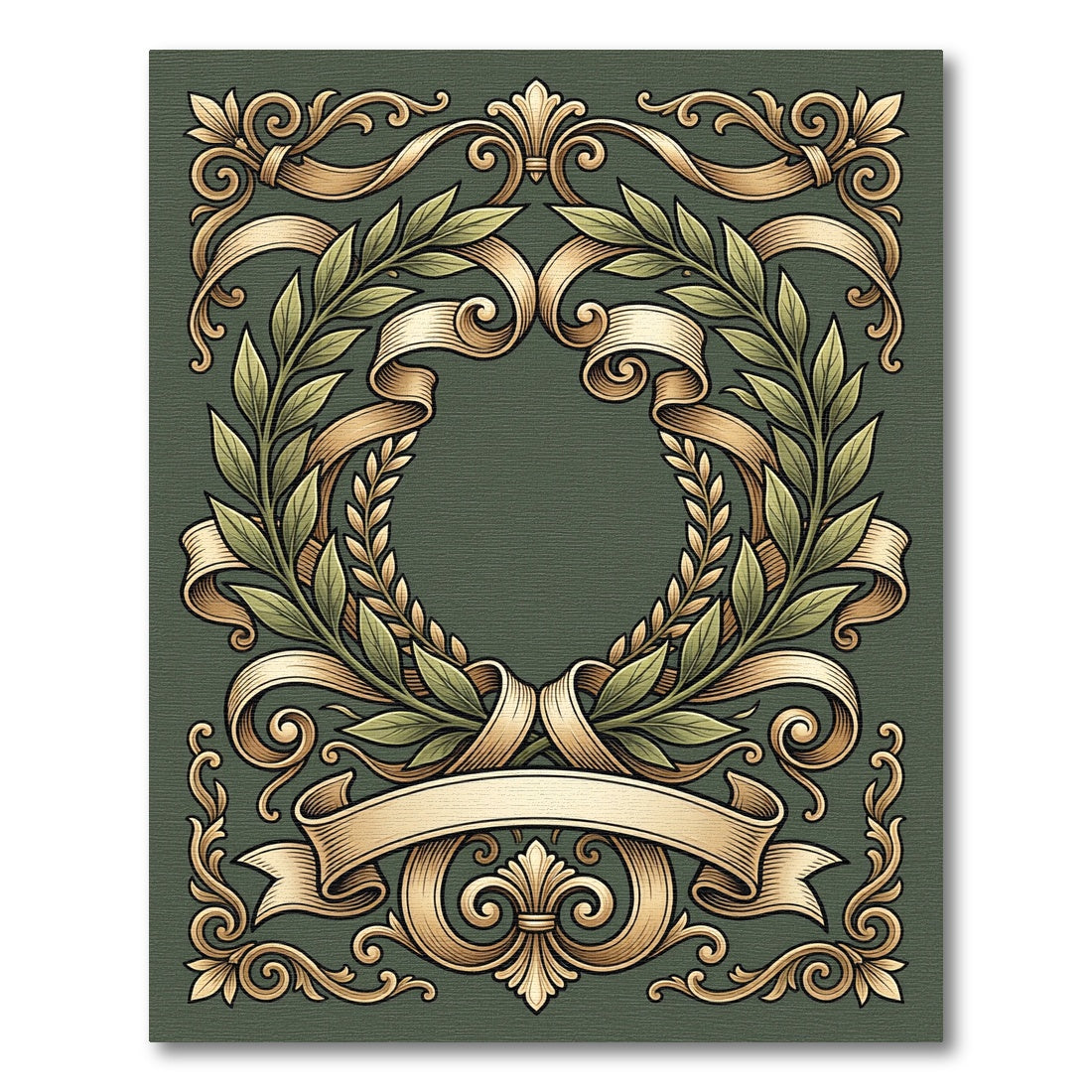Golden Laurel Wreath Ornament Rug