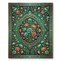 Emerald Green Floral Medallion Garden Rug