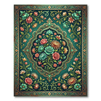 Emerald Green Floral Medallion Garden Rug