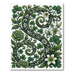 Emerald Green Floral Clover Scroll Rug