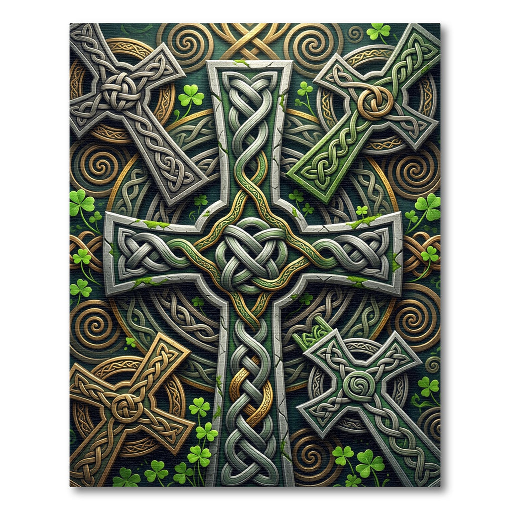 Celtic Knot Shamrock Gold Green Cross Rug