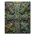 Celtic Knot Shamrock Gold Green Cross Rug