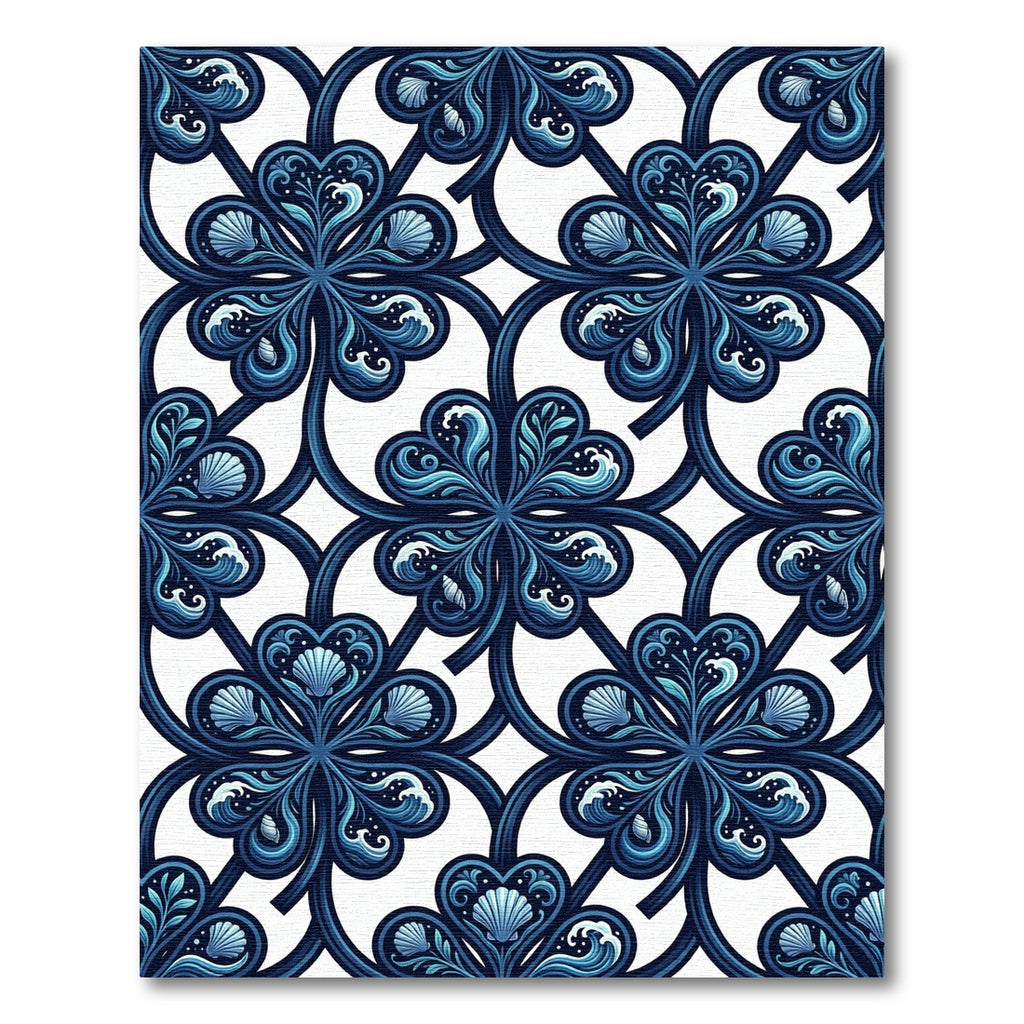 Cerulean Clover Ocean Shell Interlocking Tile Rug