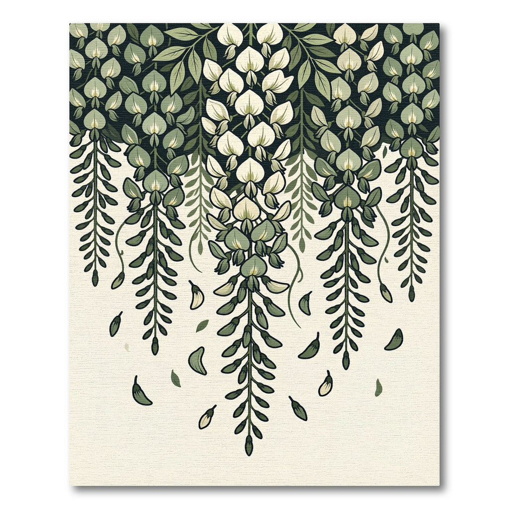 Elegant Sage Green Cascading Wisteria Rug