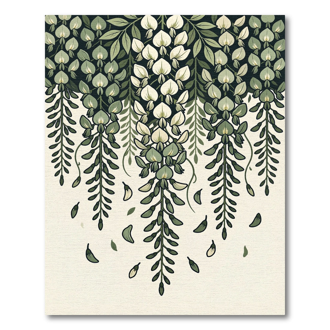 Elegant Sage Green Cascading Wisteria Rug