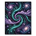 Cosmic Purple and Teal Swirling Galaxy Rug