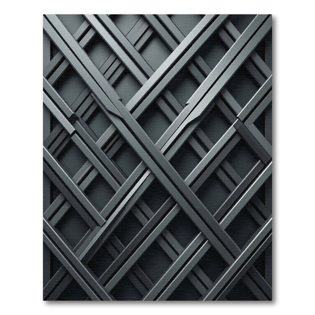 Geometric Charcoal Industrial Crosshatch Grid Rug