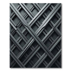 Geometric Charcoal Industrial Crosshatch Grid Rug