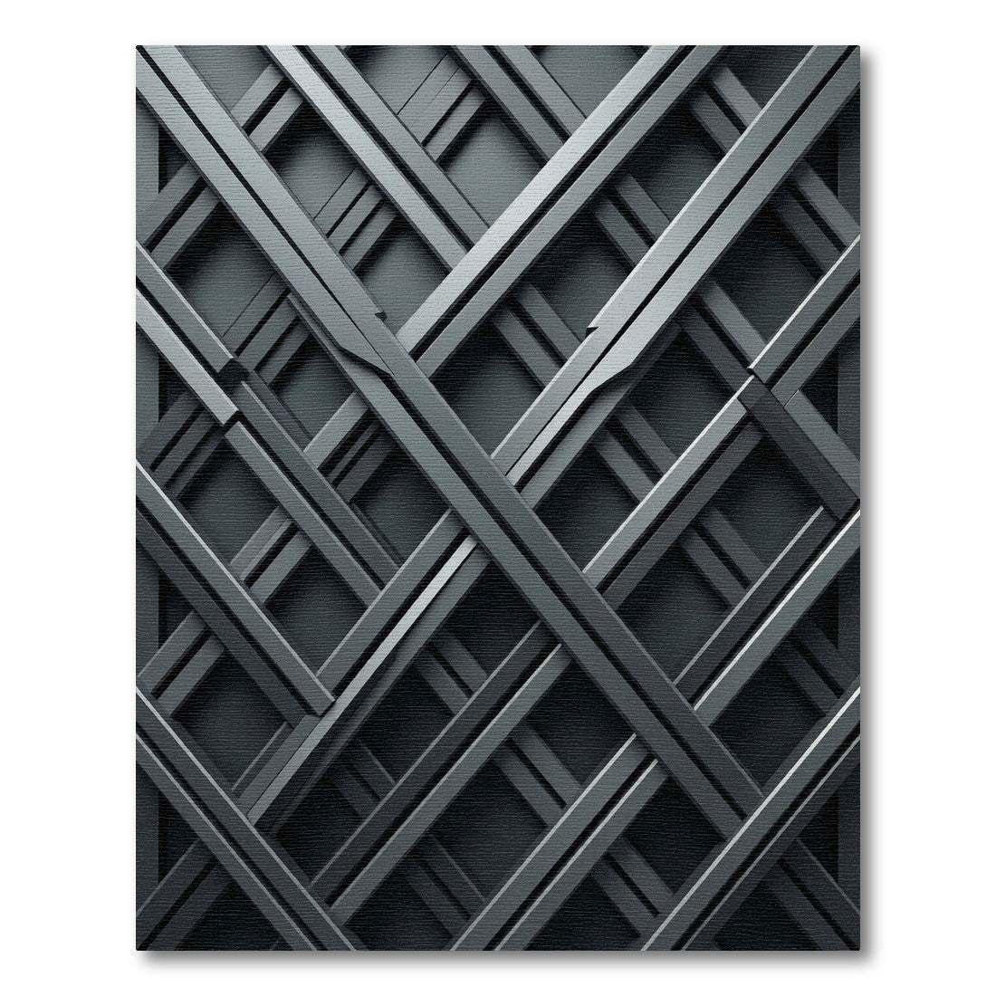 Geometric Charcoal Industrial Crosshatch Grid Rug