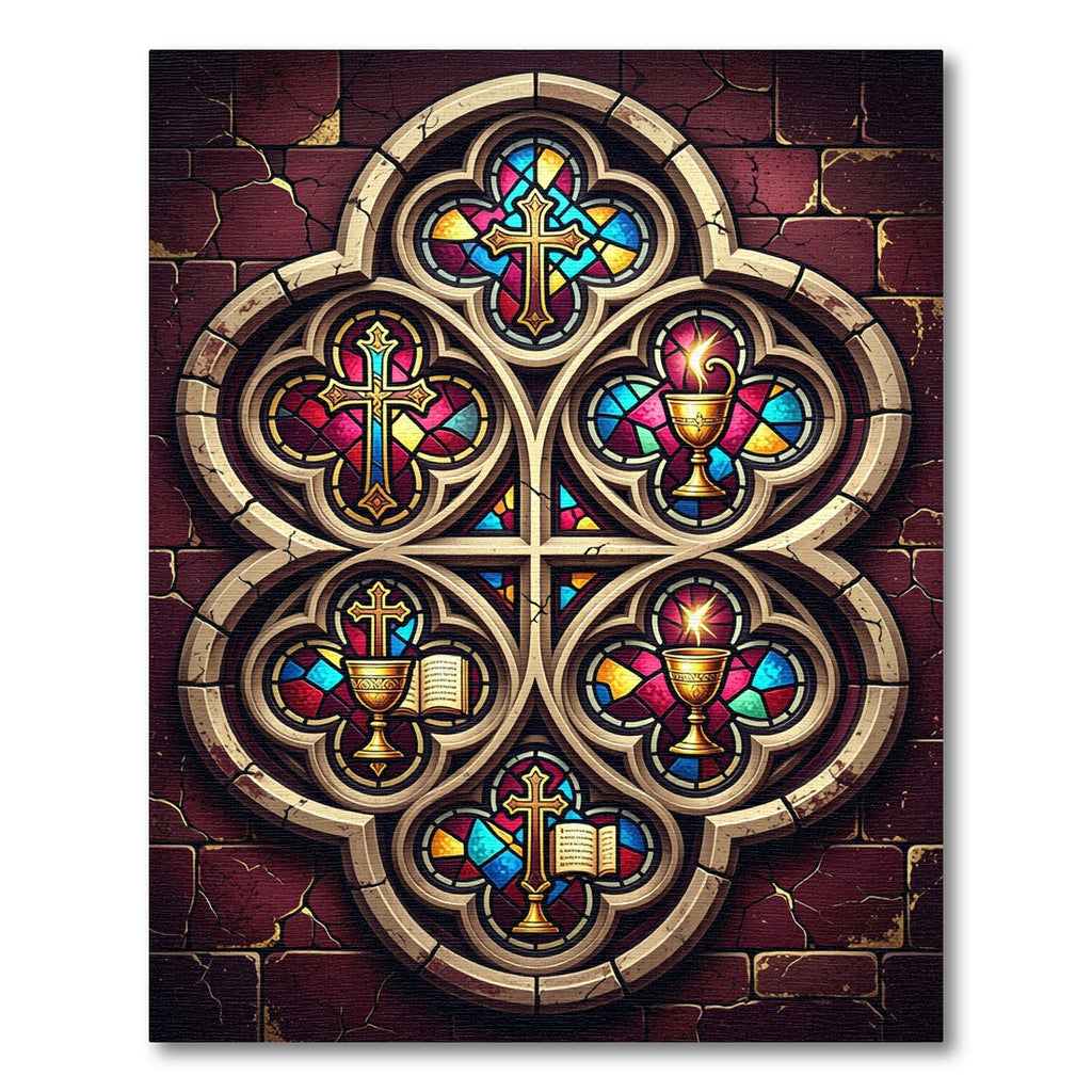 Stained Glass Gothic Cross Chalice Rug