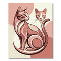 Minimalist Pink Feline Duo Illustration Rug