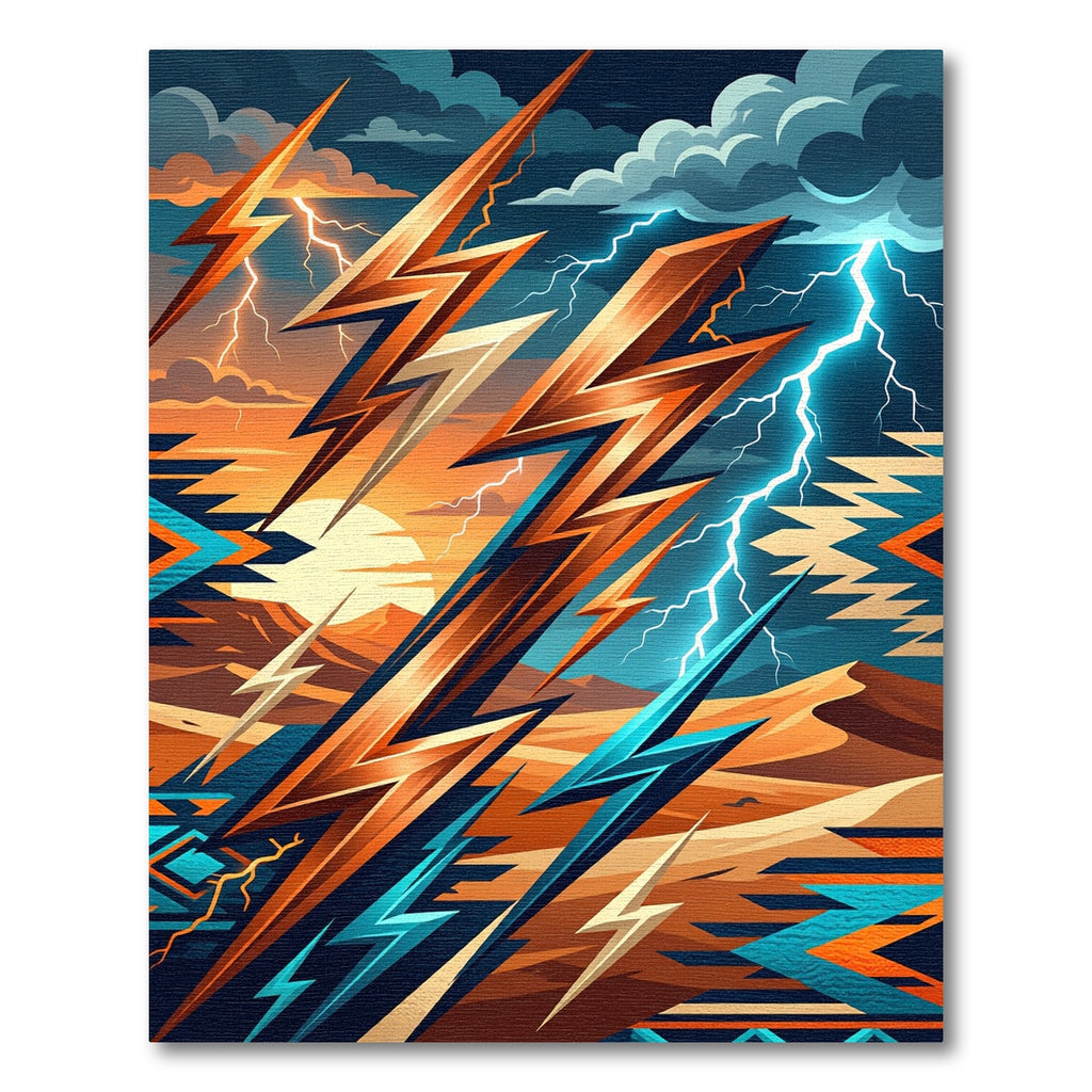 Electric Sunset Lightning Geometric Desert Abstract Rug