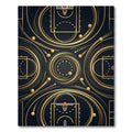 Golden Basketball Swirl Athletic Court Rug