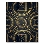 Golden Basketball Swirl Athletic Court Rug