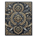 Elegant Gold Eiffel Tower Laurel Wreath Rug