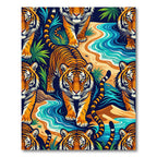 Vibrant Orange Tiger Tropical River Rug