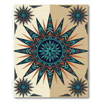 Sunburst Turquoise Orange Geometric Medallion Rug