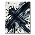 Dark Ink Splash Abstract Brushstrokes Rug