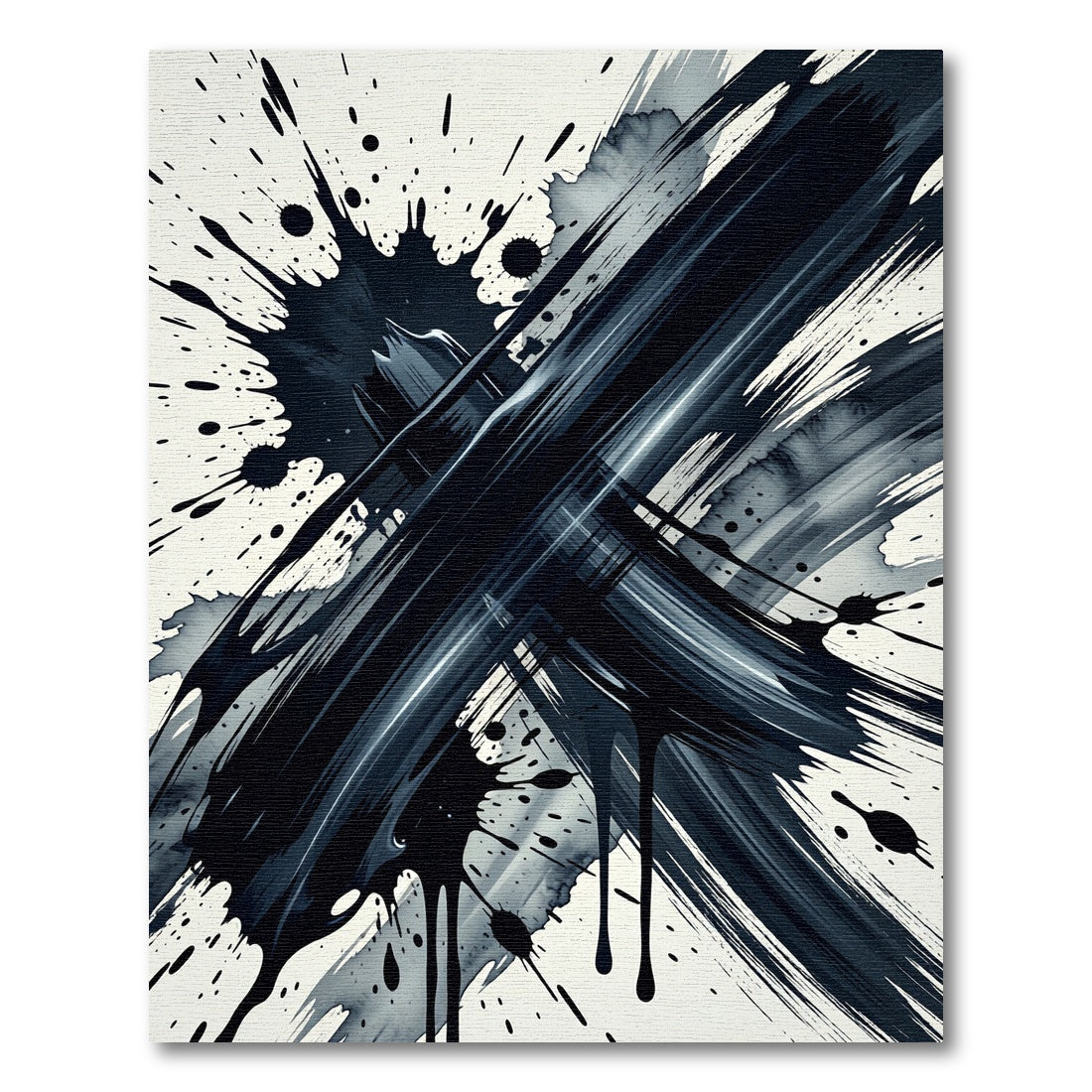 Dark Ink Splash Abstract Brushstrokes Rug