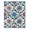 Elegant Blue Purple Clematis Floral Vine Rug