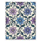 Elegant Blue Purple Clematis Floral Vine Rug