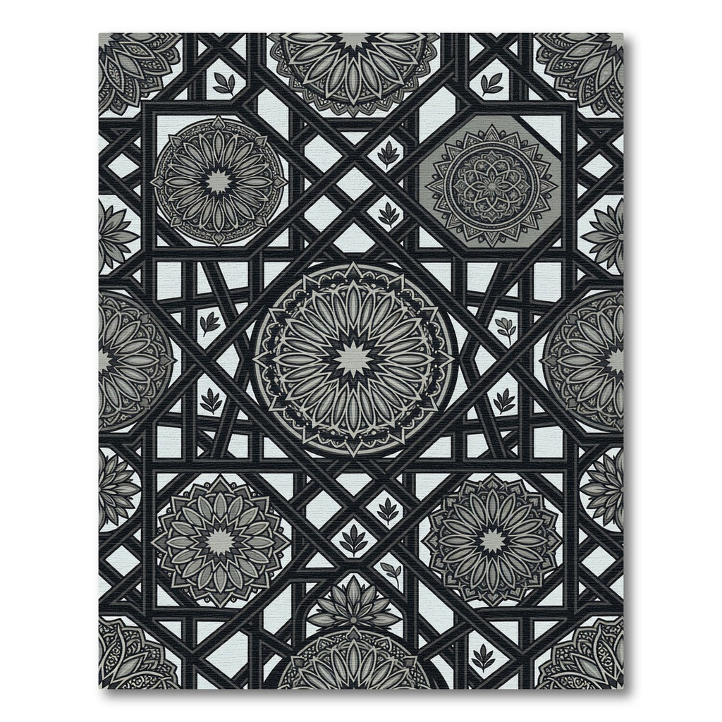 Monochromatic Geometric Mandala Lattice Rug