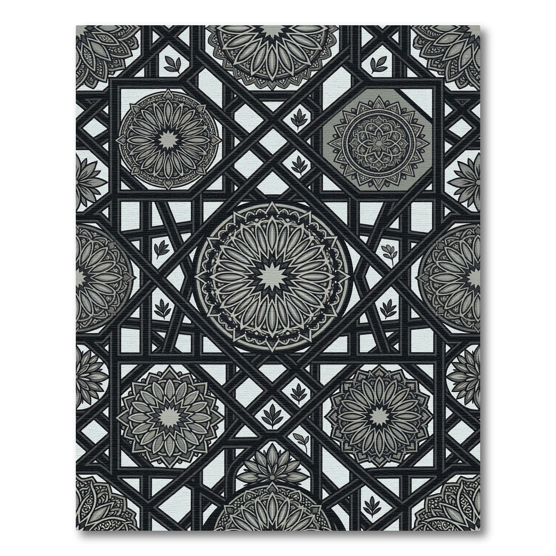 Monochromatic Geometric Mandala Lattice Rug
