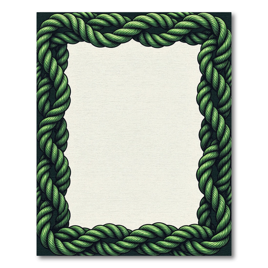 Deep Green Braided Rope Border Rug