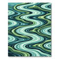 Green Teal Wavy Landscape Flow Rug