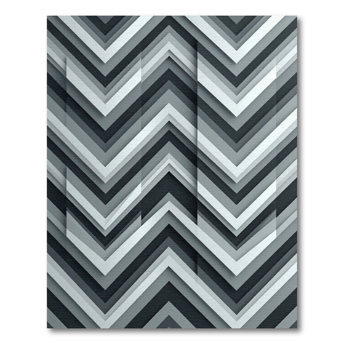 Monochrome Chevron Layered Geometric Gray Rug