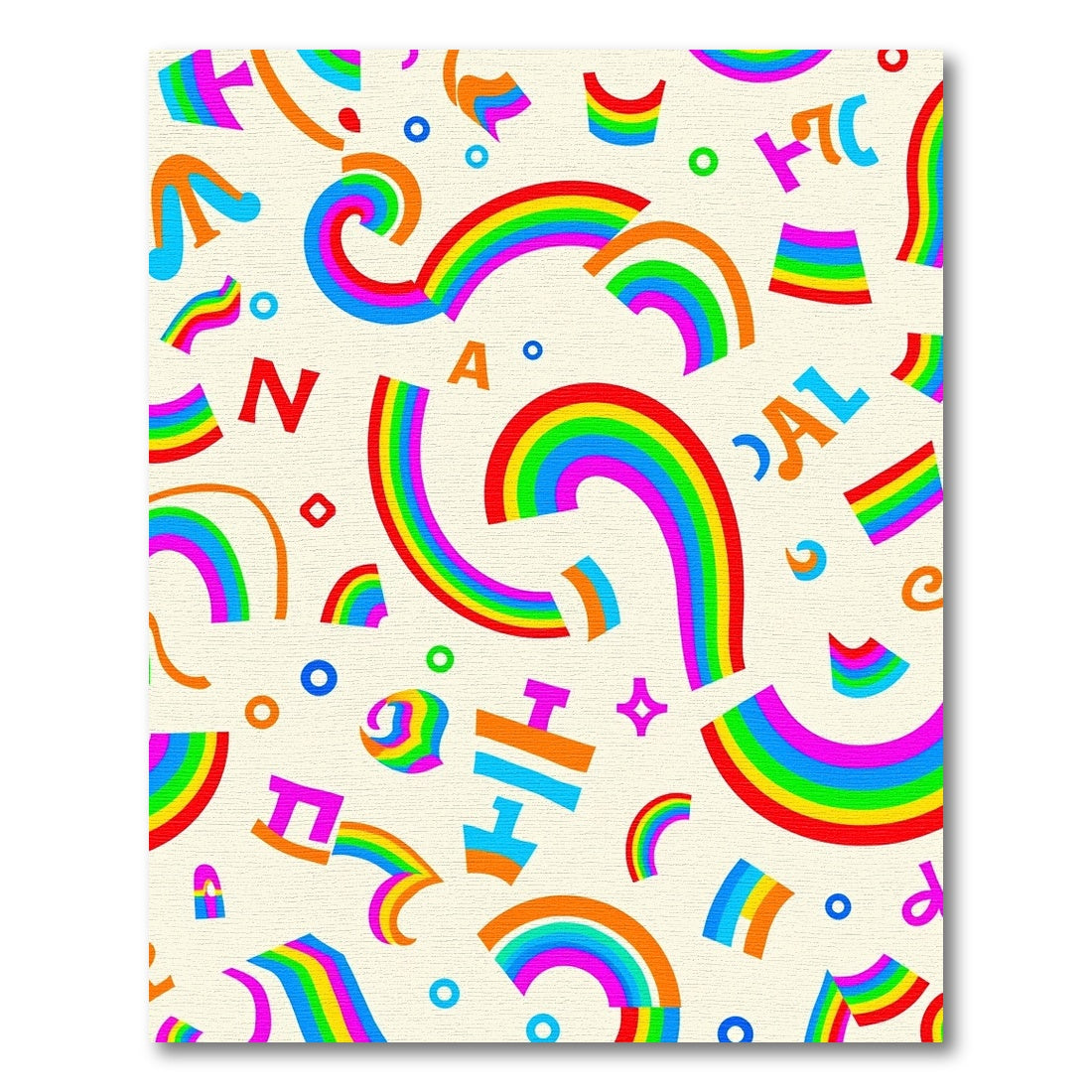 Vibrant Rainbow Arch Shapes Accents Rug