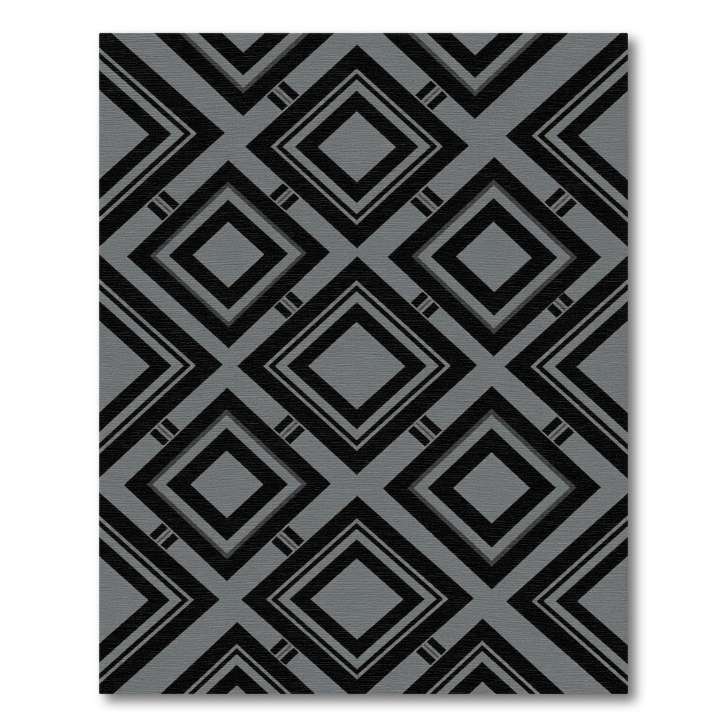Sophisticated Charcoal and Black Geometric Diamond Rug