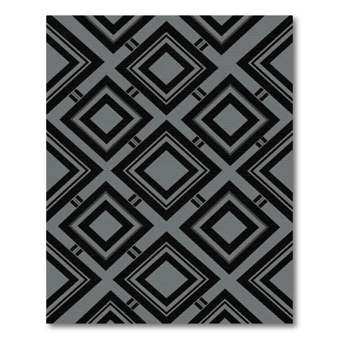 Sophisticated Charcoal and Black Geometric Diamond Rug