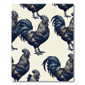 Elegant Navy Rooster Illustration Art Rug