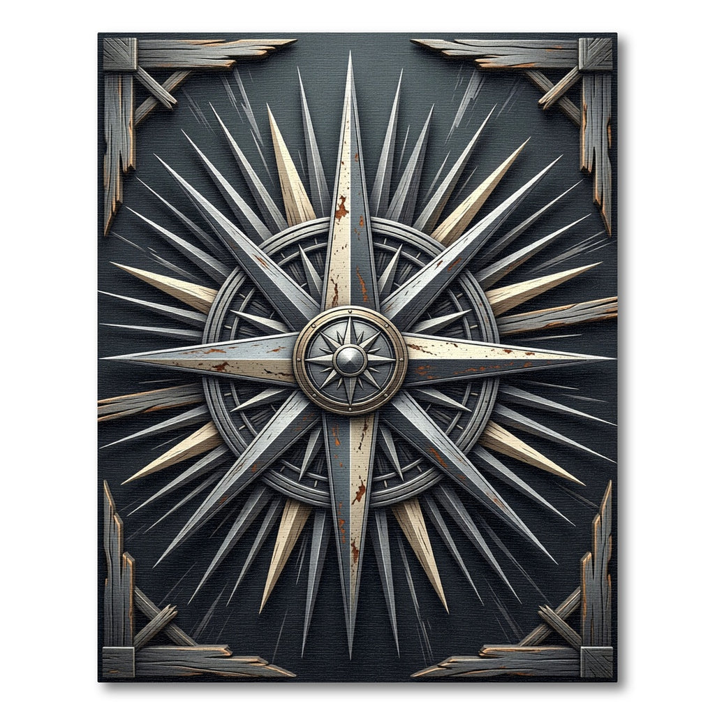 Gothic Steel Compass Sunburst Rug