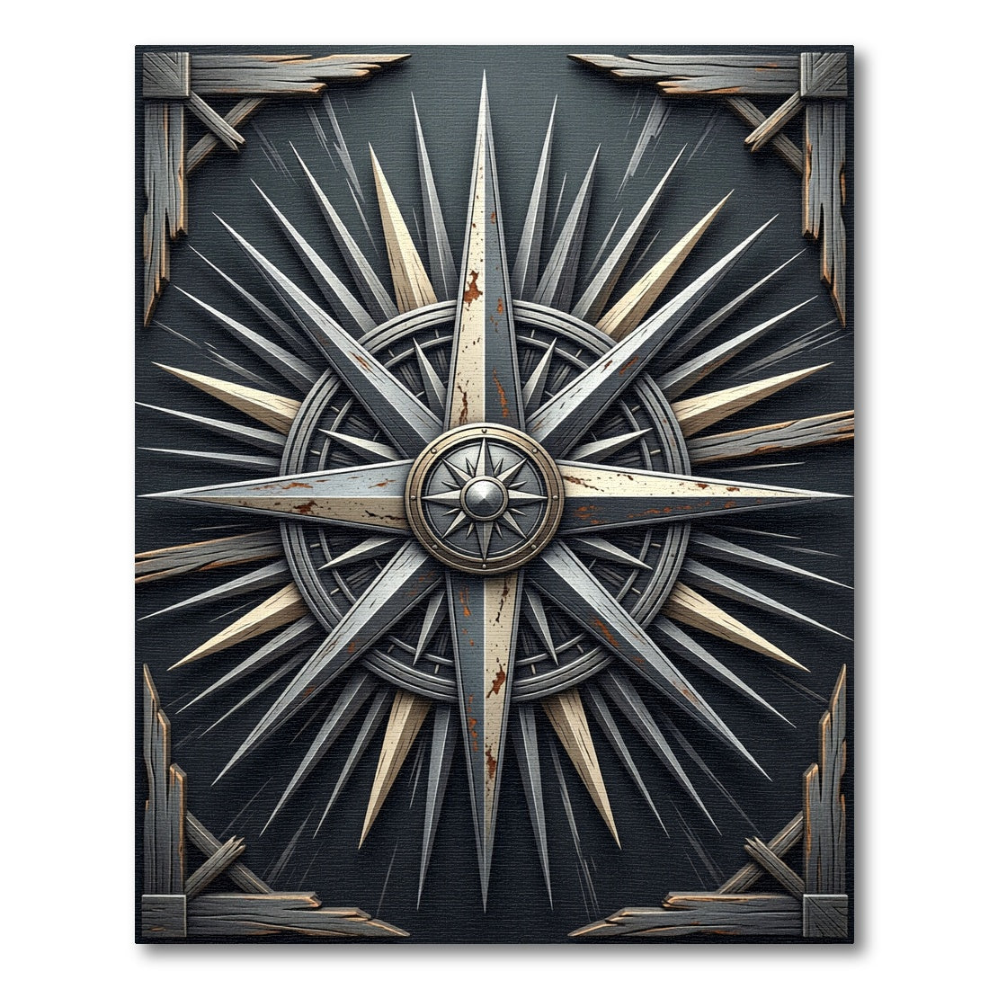 Gothic Steel Compass Sunburst Rug