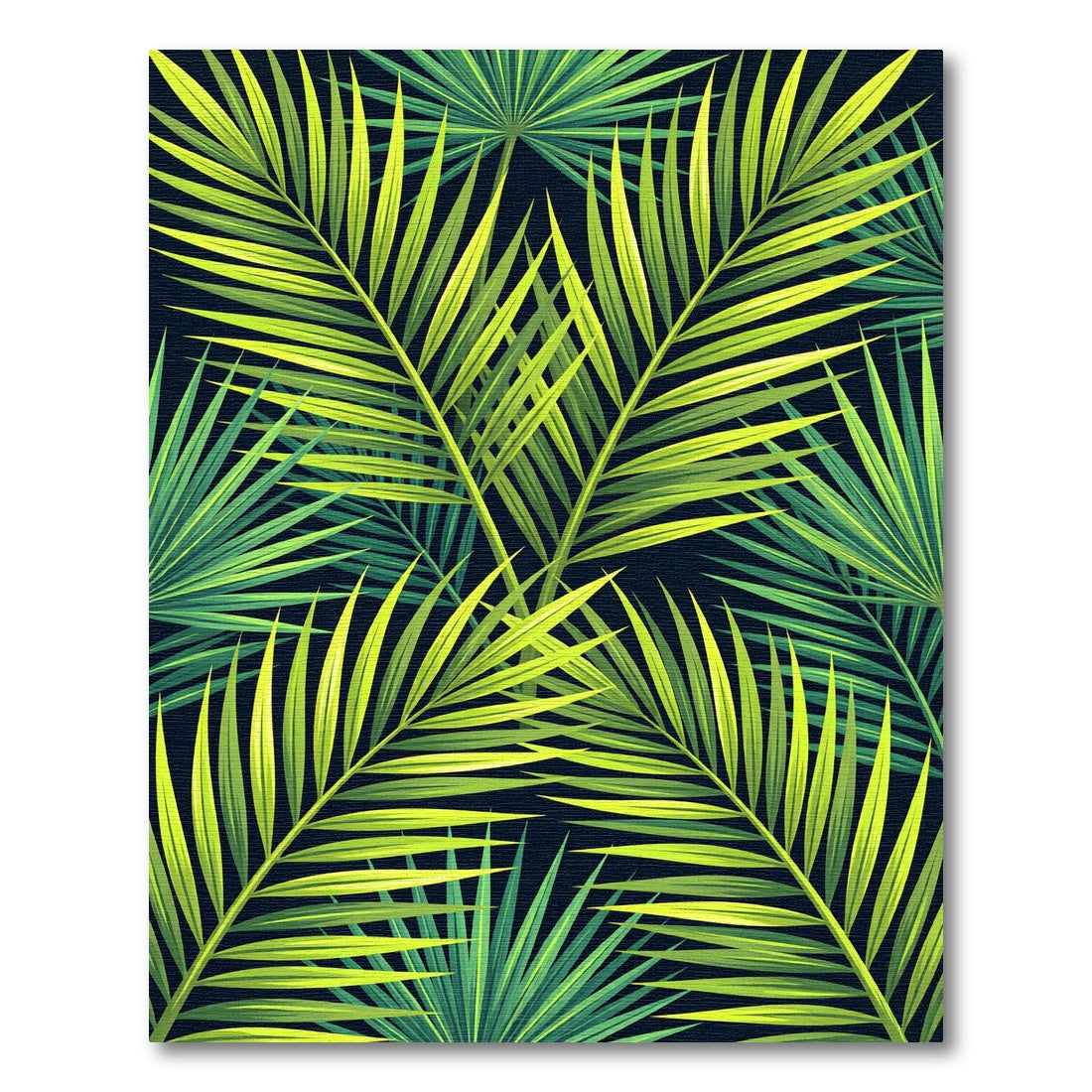 Vibrant Lime Green Palm Frond Jungle Rug