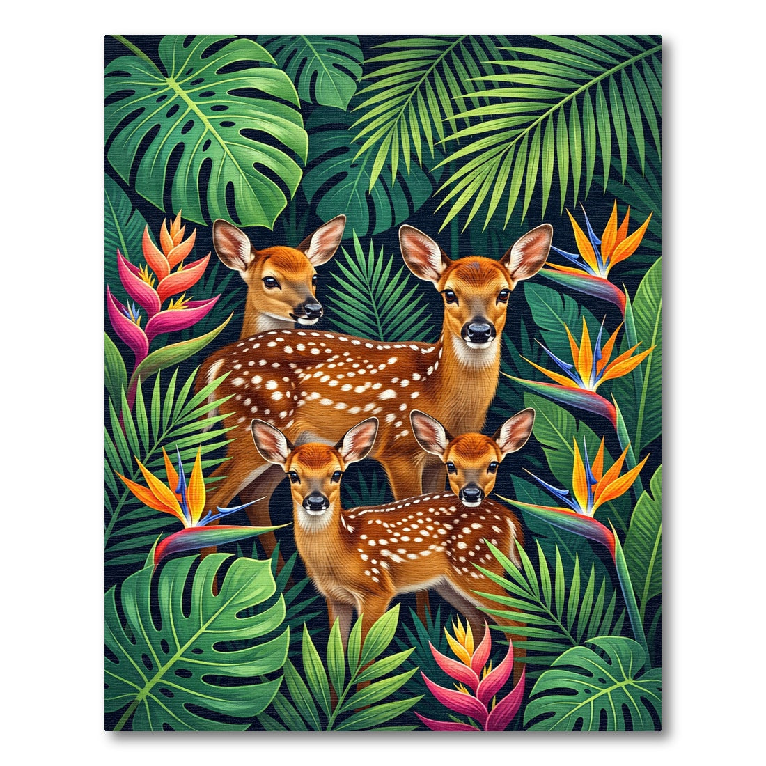Lush Fawn and Tropical Foliage Rug