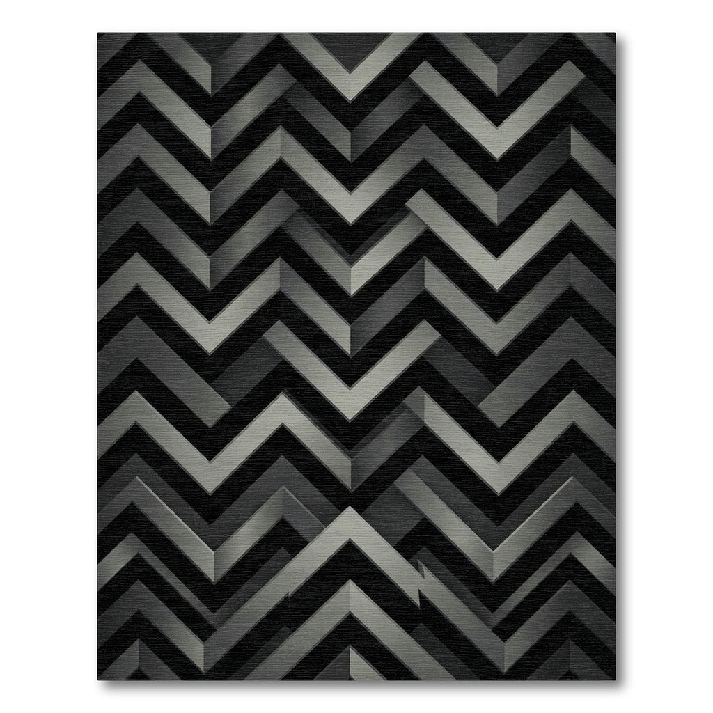Monochrome Geometric Chevron Interlocking Abstract Slate Rug
